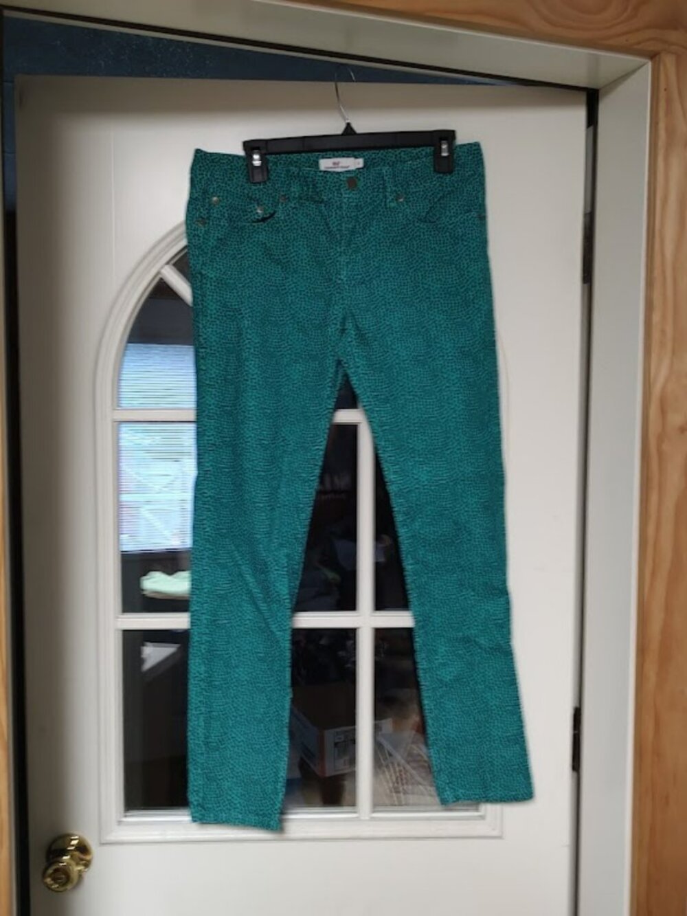 Vineyard Vines Green Blue Dot Skinny Corduroy Women's 6